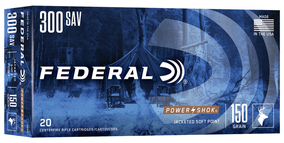 Federal PowerShok .300 Savage 150 grain Jacketed Soft Point ammunition