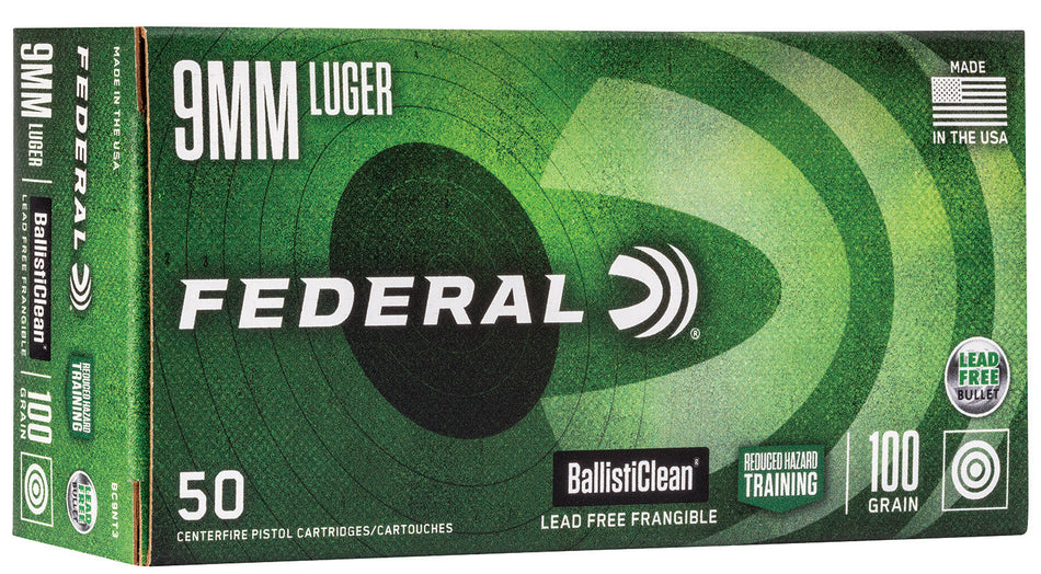Federal BallistiClean Reduced Hazard Training Lead-Free Frangible 100 Grain 9mm Luger/Parabellum 1240 fps