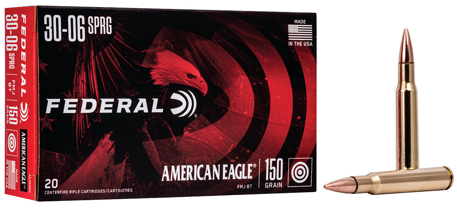 American Eagle  Full Metal Jacket Boat Tail 150 Grain .30-06 Springfield 2910 fps