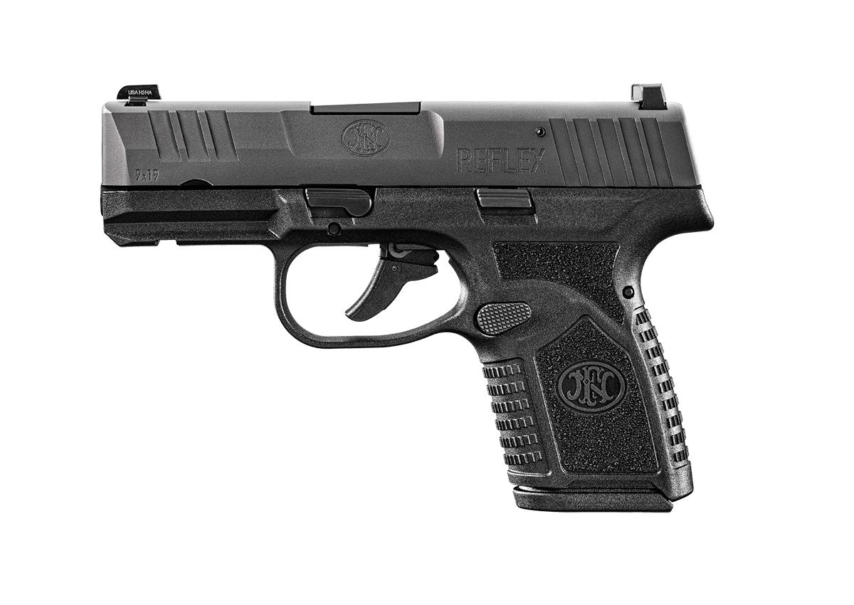 FN 66101412 Reflex Micro-Compact Frame 9mm Luger 10+1, 3.30" Black Target Crown Steel Barrel, Black PVD Serrated Steel Slide & Polymer Frame w/Picatinny Rail, Ambidextrous