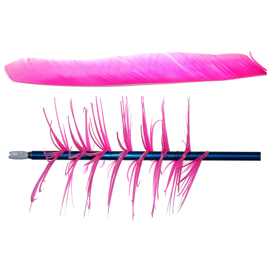 Trueflight Pink Right-Wing Spiral Flu-Flu Feathers 100 Count