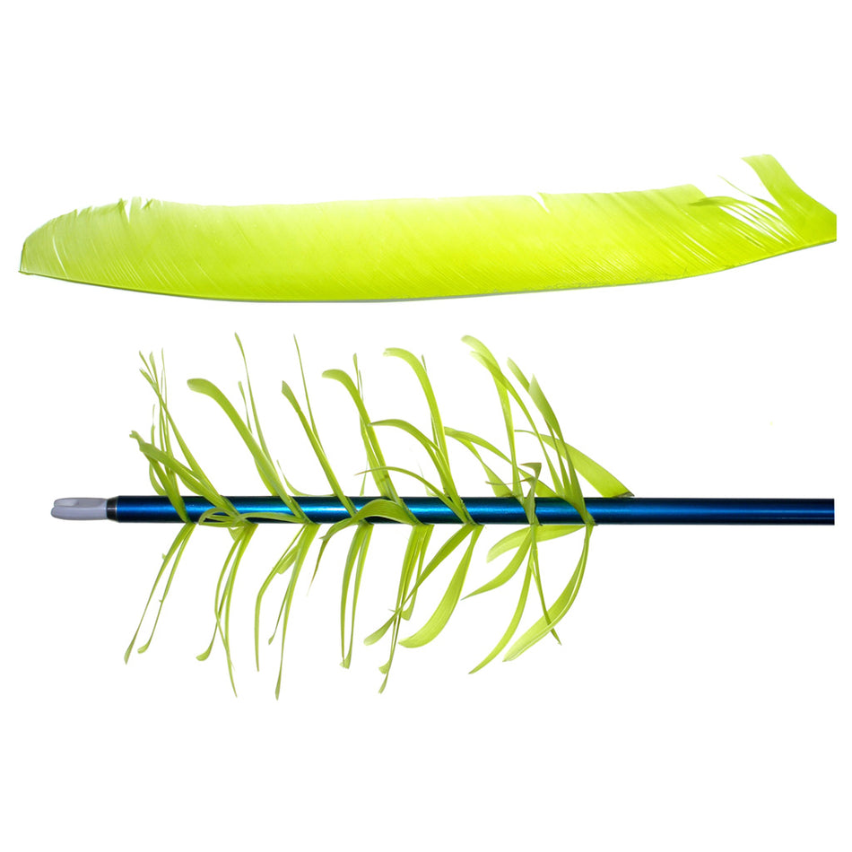 Trueflight Chartreuse Right-Wing Spiral Flu-Flu Feathers 100 Count