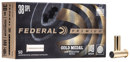 Federal Premium Gold Medal .38 Special 148 grain Lead Wadcutter ammunition