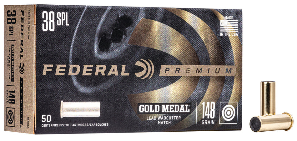 Federal Premium Gold Medal .38 Special 148 grain Lead Wadcutter ammunition