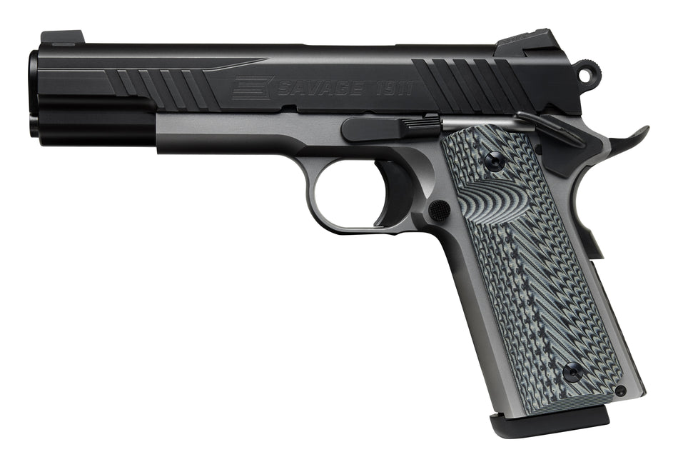 SAV 67201 1911 GOVT 45 5IN BLK/SS BLK MELONITE