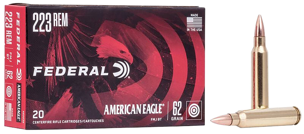 American Eagle  Full Metal Jacket Boat Tail 62 Grain .223 Remington 3020 fps