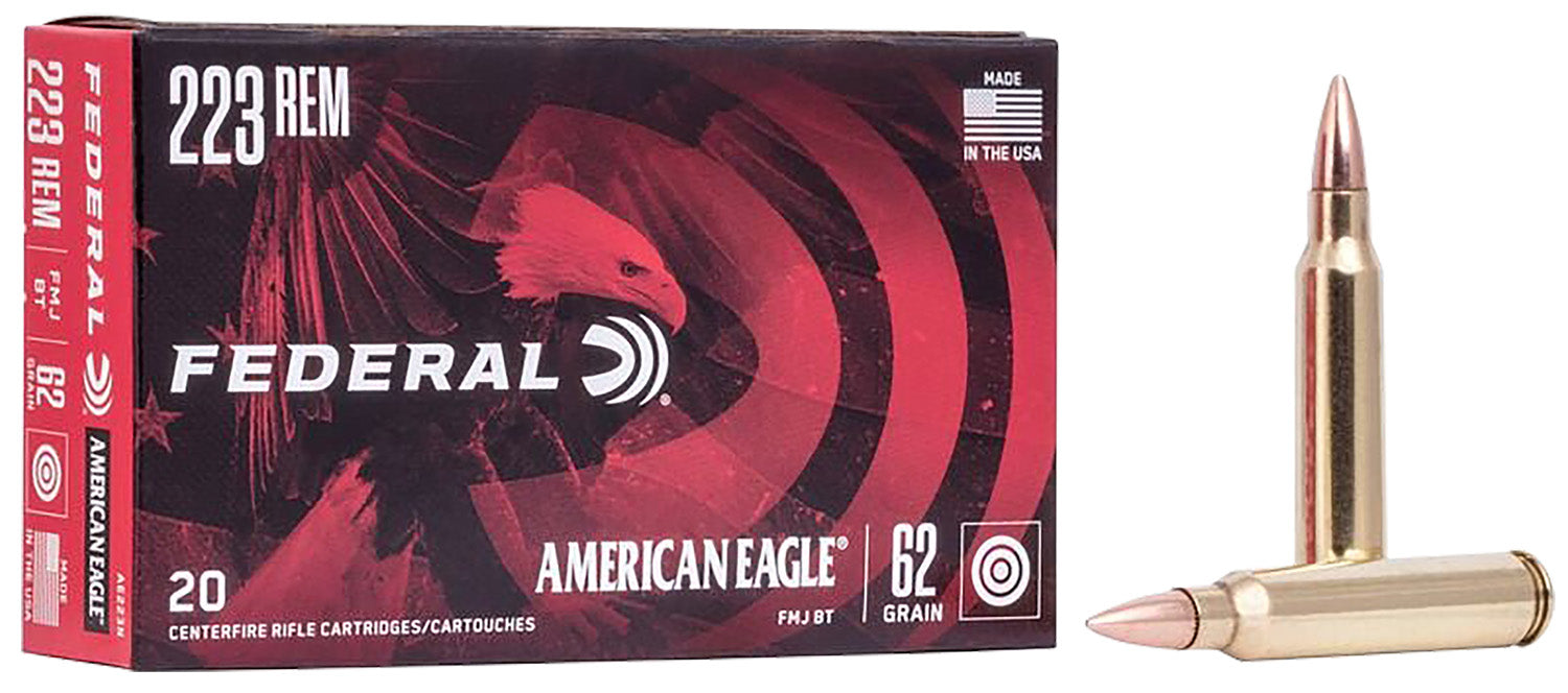 American Eagle  Full Metal Jacket Boat Tail 62 Grain .223 Remington 3020 fps