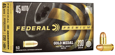 Federal Premium Gold Medal Full Metal Jacket 230 Grain .45 ACP/Auto 860 fps
