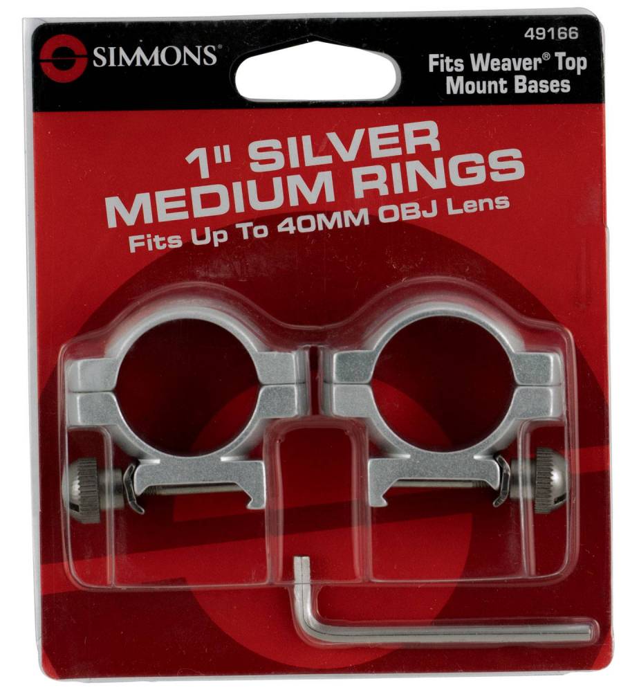 Simmons Weaver 1 Inch Medium Silver Ring Set