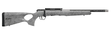 Savage Arms 70518 B Series TimberLite 22 WMR 10+1 18" Carbon Fiber Threaded Barrel, Matte Black Picatinny Rail Carbon Steel Receiver, Gray w/Black Webbing Fixed Thumbhole Synthetic Stock