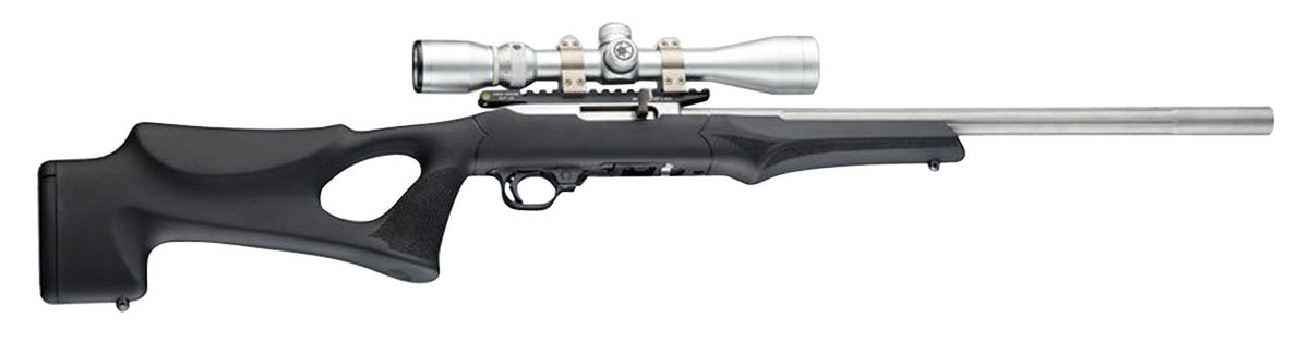 Hogue 22070 Ruger 10/22 Thumbhole OverMolded Rifle Stock with Aluminum Pillar Bedding, Black Synthetic