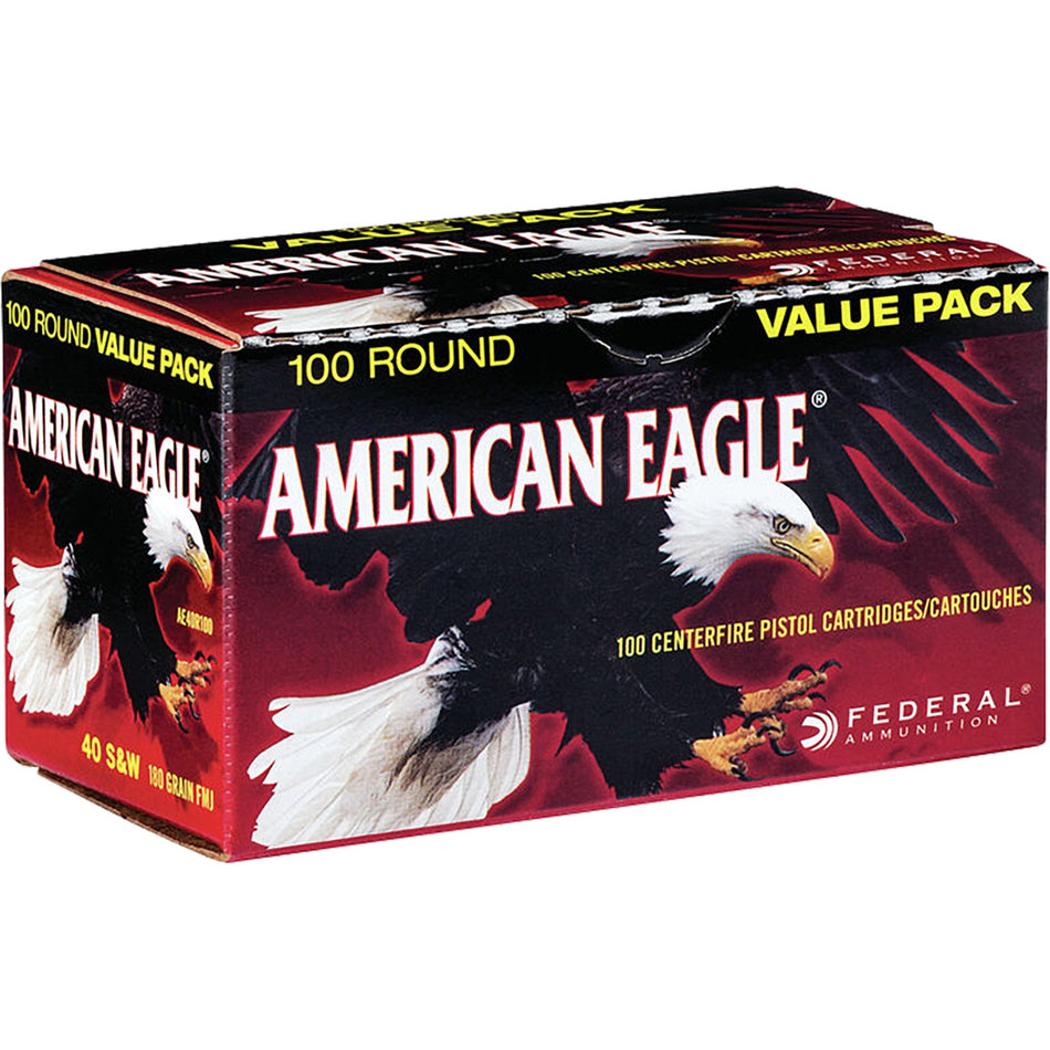Federal AE40R100 American Eagle 40 S&W 180 gr Full Metal Jacket (FMJ)