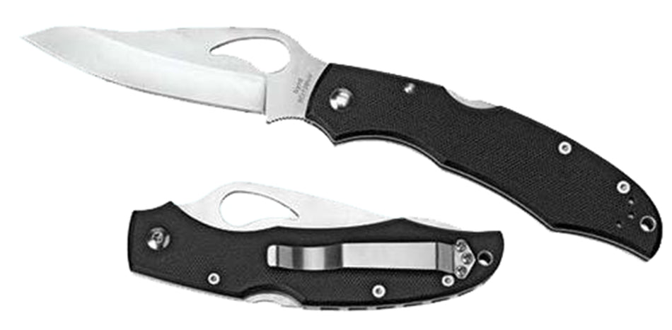 Spyderco Byrd Cara Cara 2 Lightweight Folding Pocket Knife BY03PSBK2 3.75" 8Cr13MoV Drop Point Part Serrated Black FRN Handle