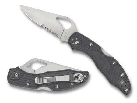 Spyderco Byrd Meadowlark 2 Lightweight Folding Pocket Knife BY04PSBK2 2.87" 8Cr13MoV Drop Point Part Serrated Black FRN