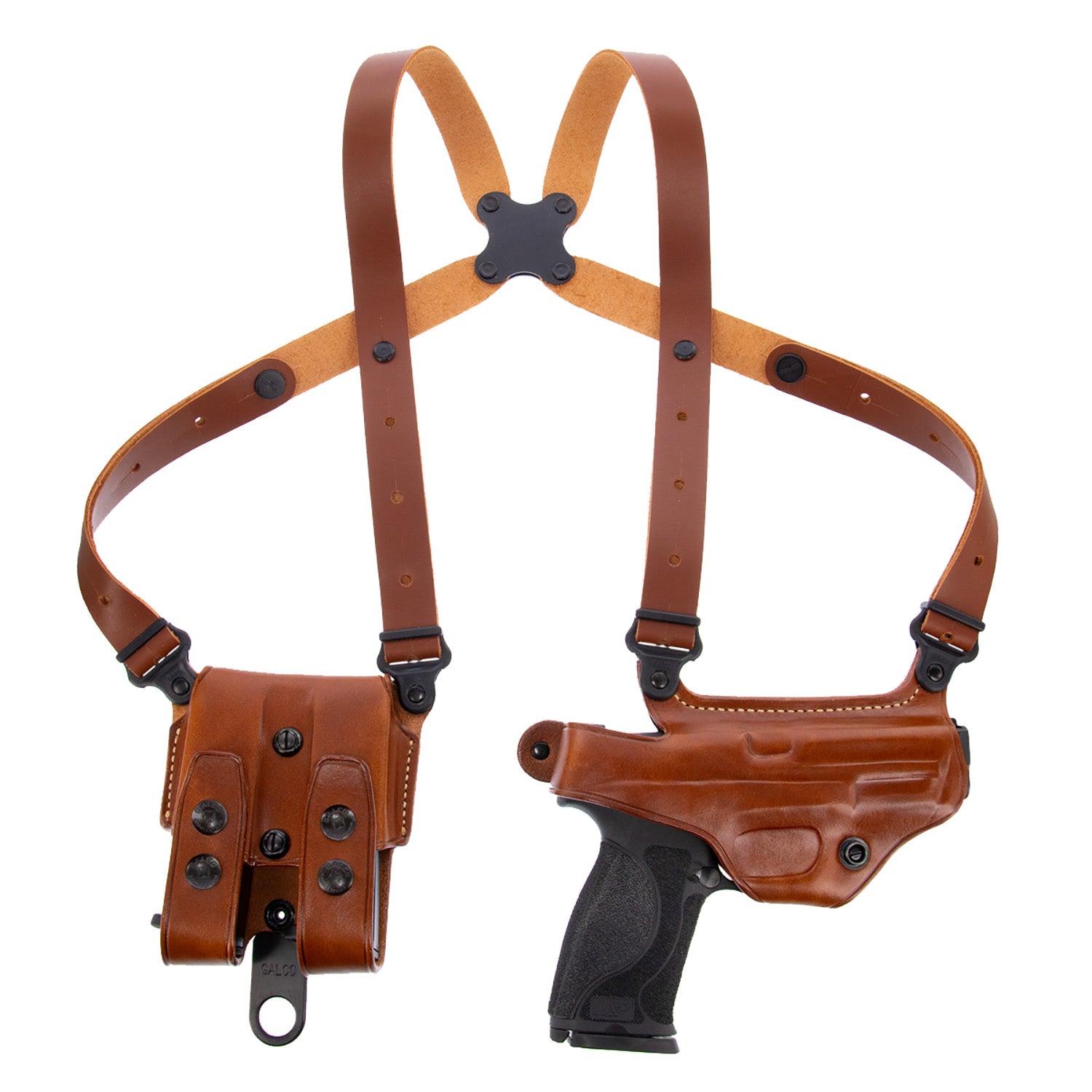 Galco MC212 Miami Classic Vertical Shoulder Holster System, Tan Leather, Fits 1911 3-3.50" Barrel, Right Hand
