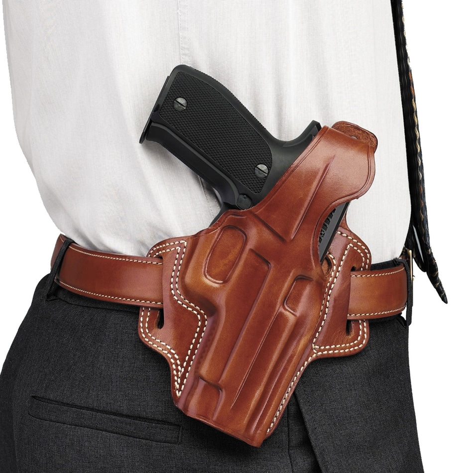 Galco FL104 OWB Fletch Belt Holster Tan Leather Ruger GP100 S&W L Frame Right Hand