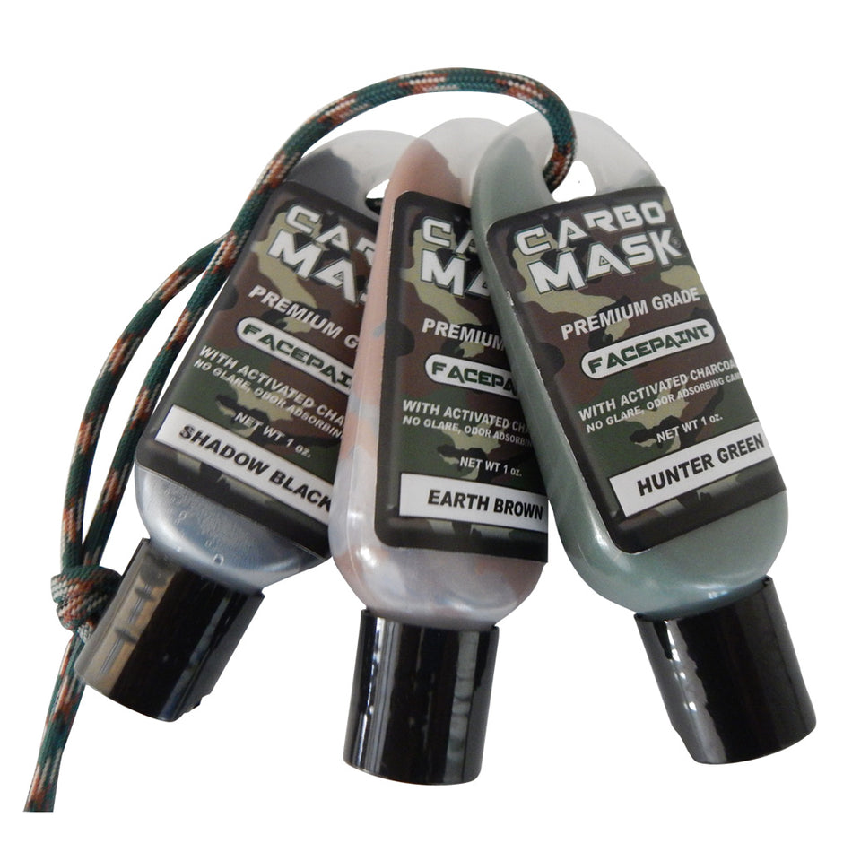 Carbo Mask Camo Facepaint Black Green Brown 1 oz. 3-Pack with Carbon Odor Control