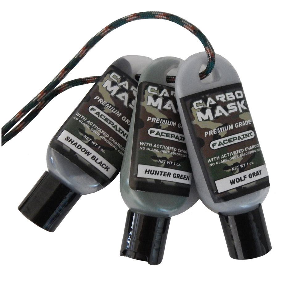 Carbo Mask Camo Facepaint Black Green Grey 1 oz. 3-Pack with Carbon Odor Control
