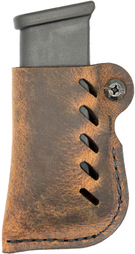 VersaCarry Distressed Brown Leather Single Stack Mag Holder with FlexVent