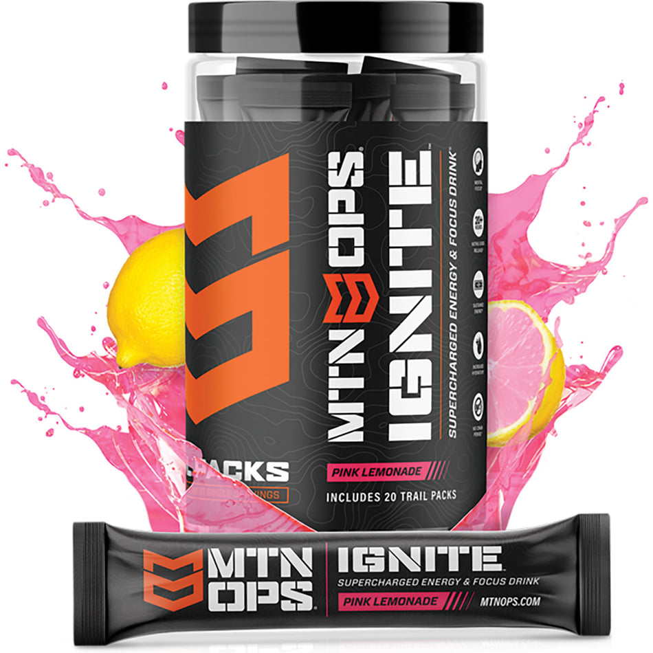 MTN OPS Ignite Pink Lemonade Nootropic Energy Trail Packs 20 ct.