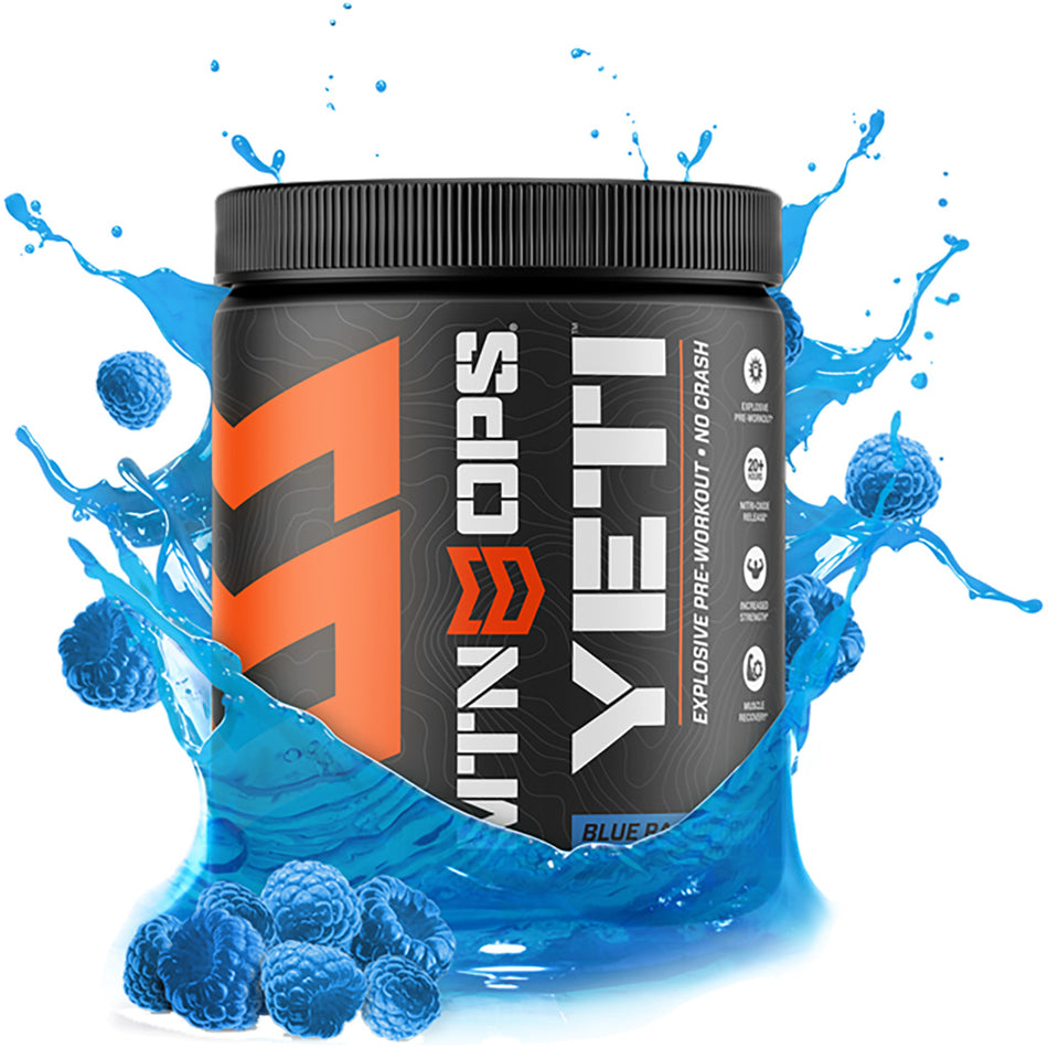 MTN OPS Yeti Blue Raspberry Explosive Energy Preworkout Powder