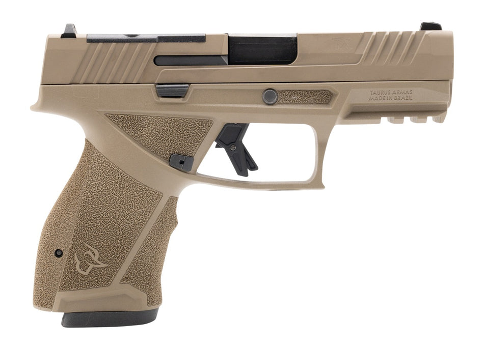 Taurus TX 9 Compact 9mm Luger 15+1 4" Black Barrel, Flat Dark Earth Alloy Steel Optic Ready/Serrated Slide, Flat Dark Earth Stainless Steel Frame w/Picatinny Rail, Interchangeable Backstrap Grip