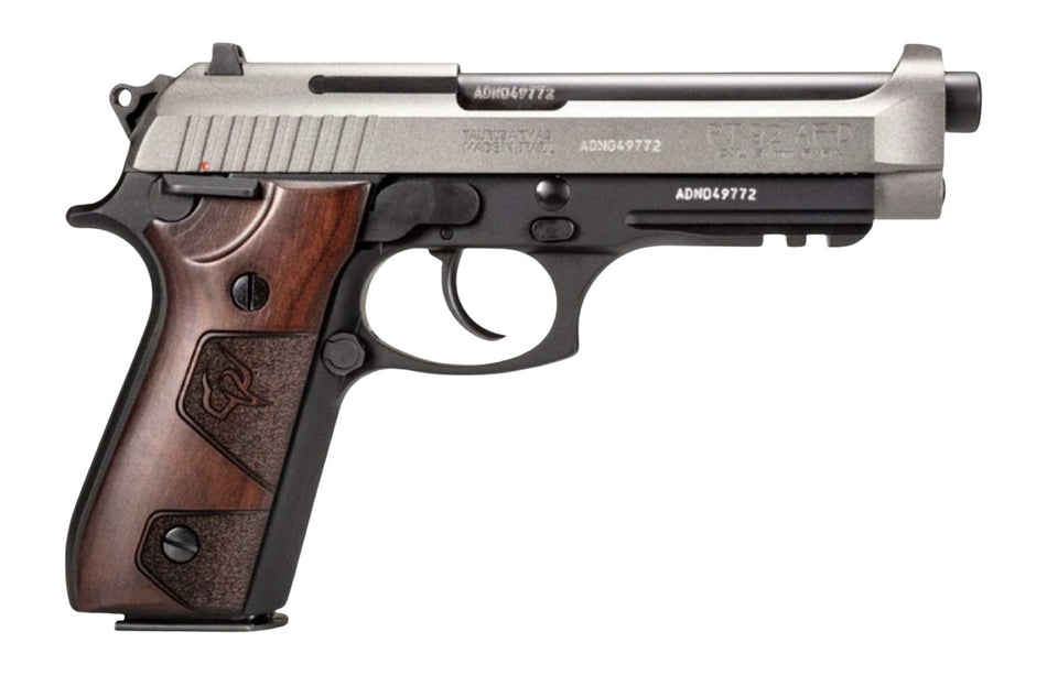 Taurus 1-92015C1-HW2 PT92 9mm Luger 17+1 5" Black Barrel, Tungsten Gray Cerakote Steel Serrated Slide, Black Cerakote Steel Frame w/Beavertail & Picatinny Rail, Altamont Wood Grip