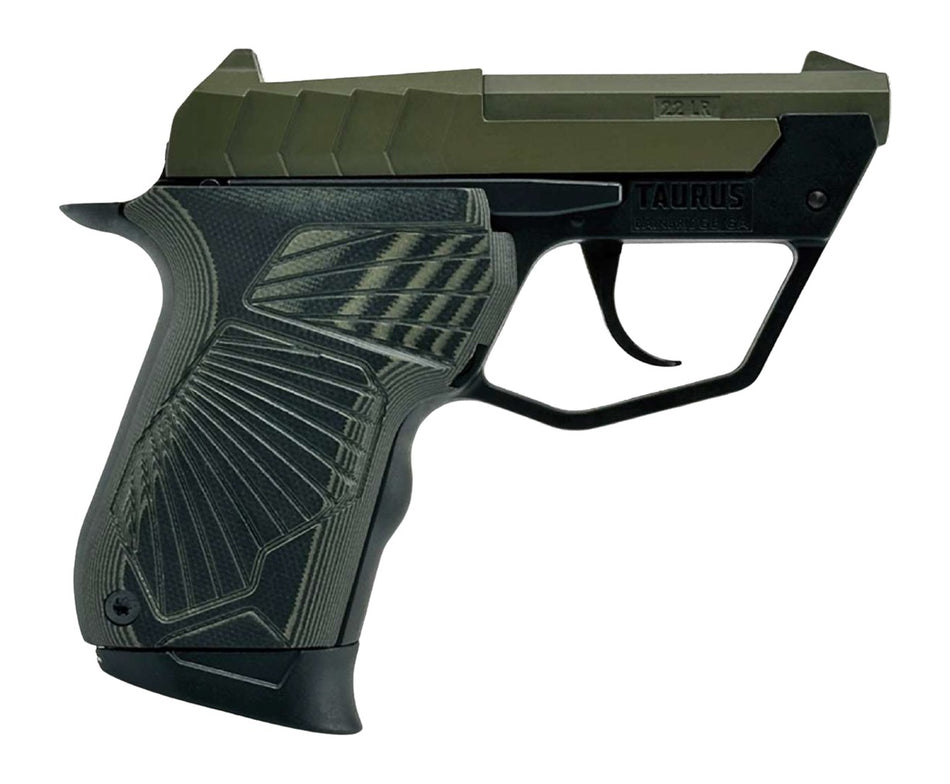 Taurus 1-22TUC13-ODG 22TUC Micro-Compact 22 LR 9+1 2.50" OD Green Tip-Up Barrel, OD Green Cerakote Serrated Slide, Black Polymer Frame, VZ G10 Grip