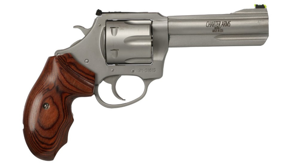 Charter Arms 73546 Professional VI Extra Large, 357 Mag 6 Shot 4.20" Matte Stainless Steel Barrel, Cylinder & Frame w/Wood Grip, Exposed Hammer