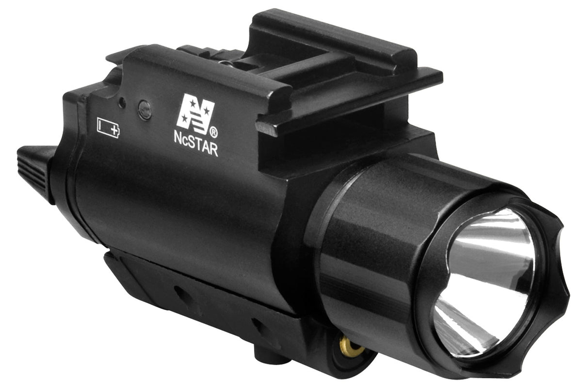 NcStar AQPFLS Weapon-Mount Flashlight Red Laser 200 Lumens Black Anodized