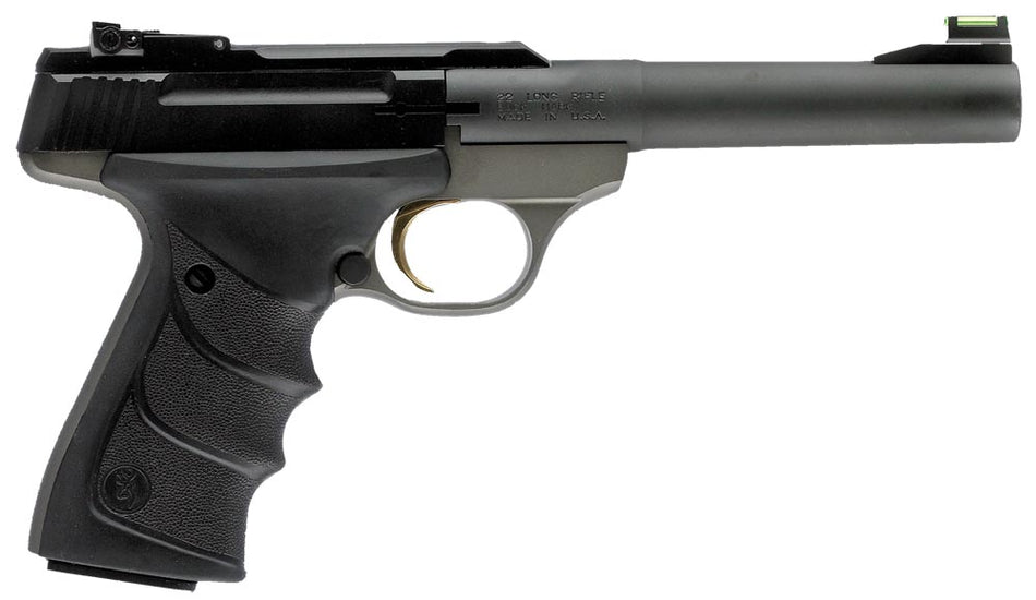 Browning 051448490 Buck Mark Practical *CA Compliant 22 LR 10+1 5.50" Taper Bull Barrel, Matte Black Serrated Steel Slide, Matte Gray Aluminum Frame & Black Ultragrip RX Grips