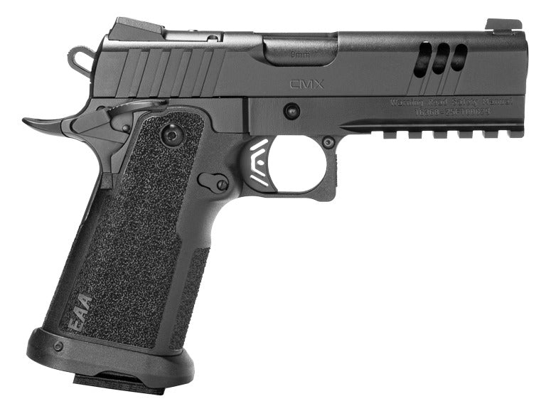 Girsan 395060 Witness2311 CMX 9mm Luger 17+1 4.25" Black Bull Barrel, Black Cerakote Steel Lightening Cut/Optic Ready/Serrated Slide, Black Polymer Frame w/Beavertail & Picatinny Rail, Textured Grip,