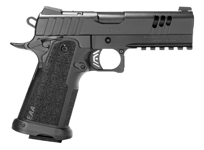 Girsan 395068 Witness2311 CMXX 45 ACP 11+1 4.25" Black Ported w/Integral Compensator Bull Barrel, Black Steel Lightening Cut/Optic Ready/Serrated Slide, Black Polymer Frame w/Beavertail & Picatinny Ra