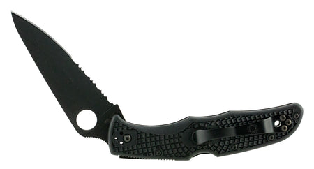 Spyderco Endura 4 Lightweight Folding Knife 3.75" Part Serrated TiCN VG-10 Blade Black FRN Handle C10PSBBK