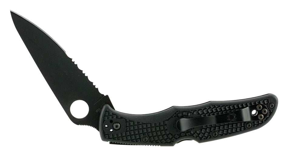 Spyderco Endura 4 Lightweight Folding Knife 3.75" Part Serrated TiCN VG-10 Blade Black FRN Handle C10PSBBK