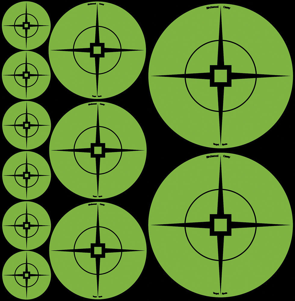 Birchwood Casey Target Spots Adhesive Assorted Crosshair Green 60 Pack