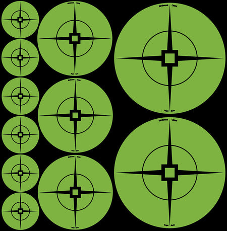 Birchwood Casey Target Spots Adhesive Assorted Crosshair Green 60 Pack