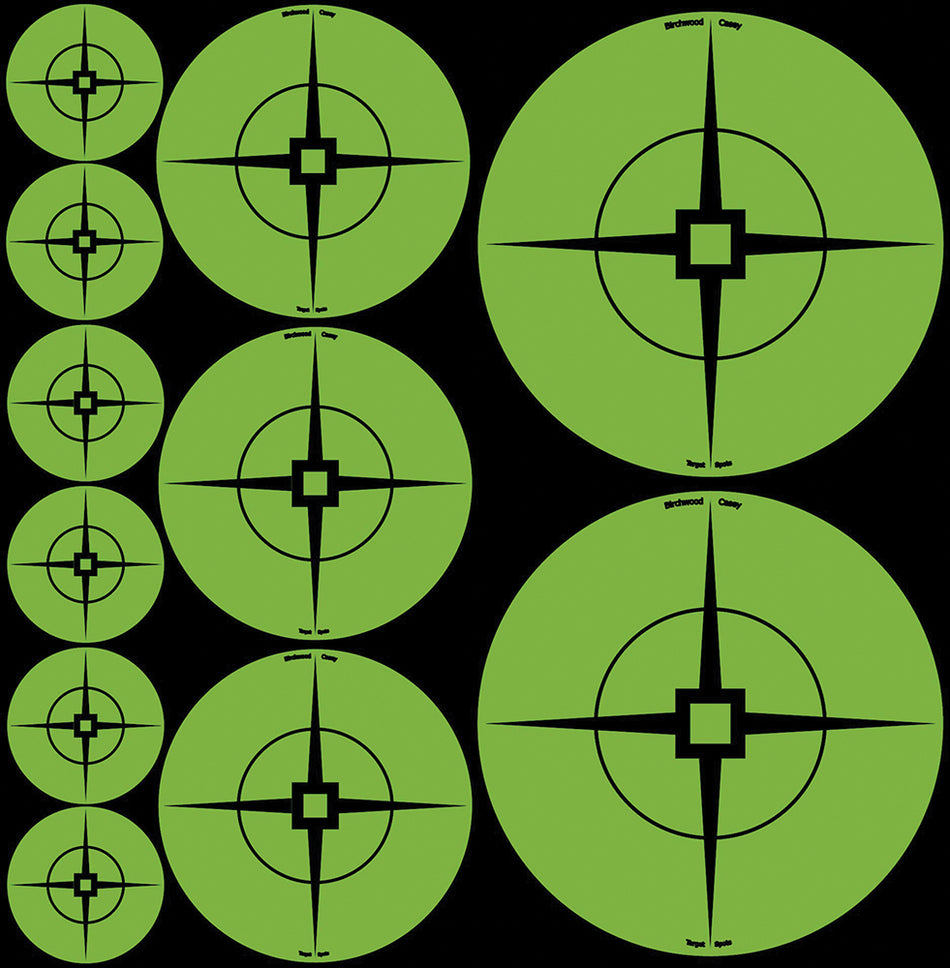 Birchwood Casey Target Spots Adhesive Assorted Crosshair Green 60 Pack