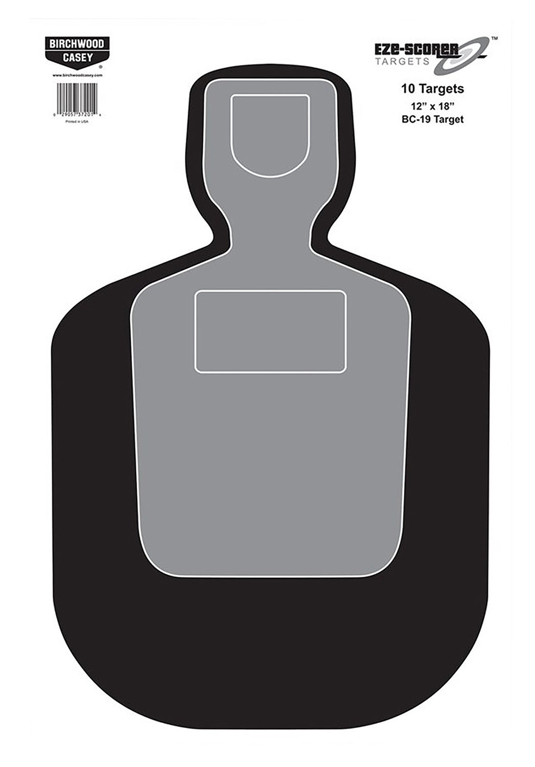Birchwood Casey EZE-Scorer BC-19 Black Gray White Silhouette Paper Range Targets 100 Pack