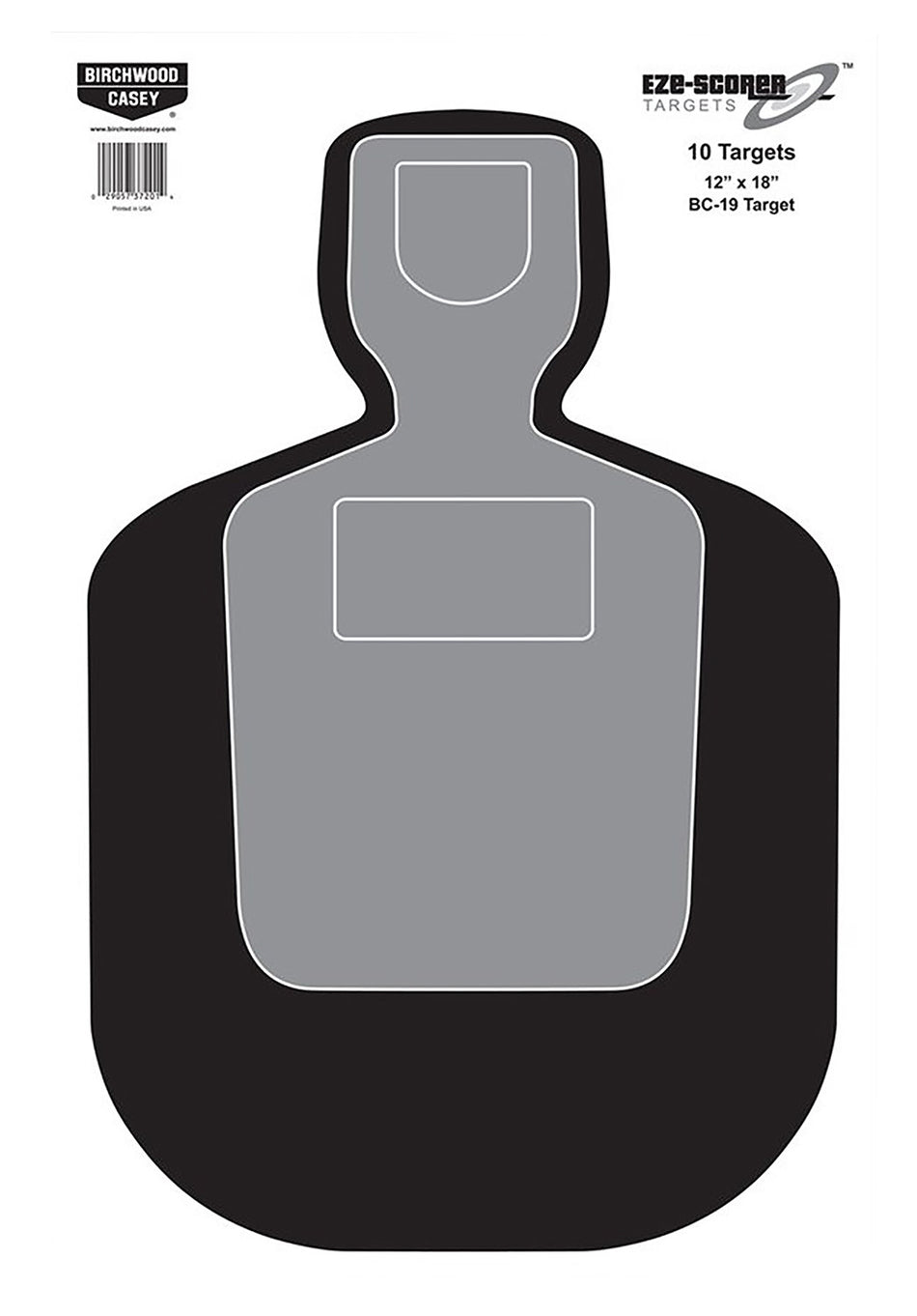Birchwood Casey EZE-Scorer BC-19 Black Gray White Silhouette Paper Range Targets 100 Pack