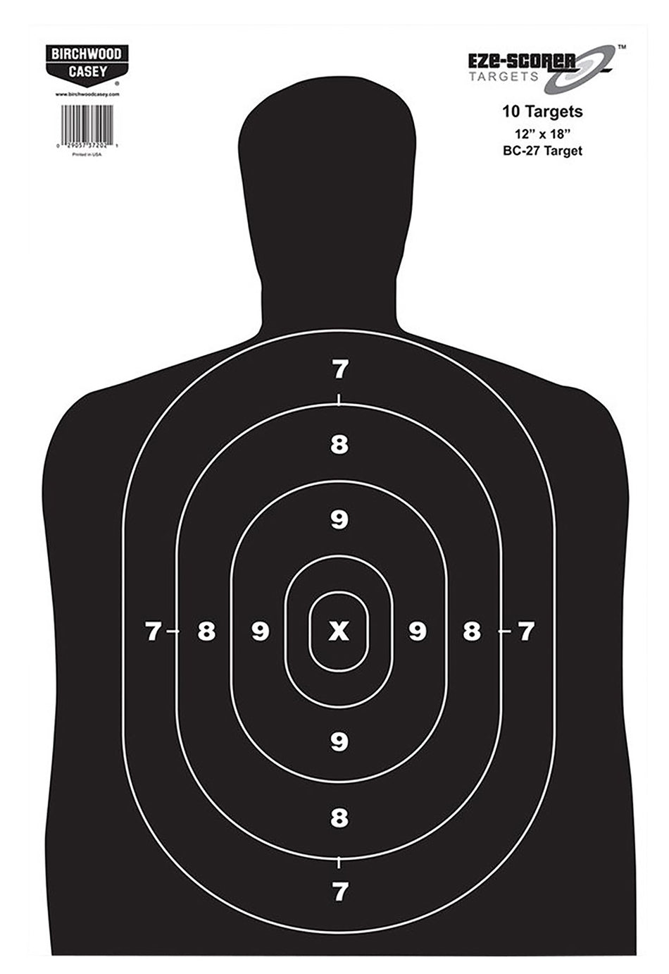 Birchwood Casey EZE-Scorer BC-27 37202 Hanging Paper Silhouette Target Black/White 12"x18" 10-Pack