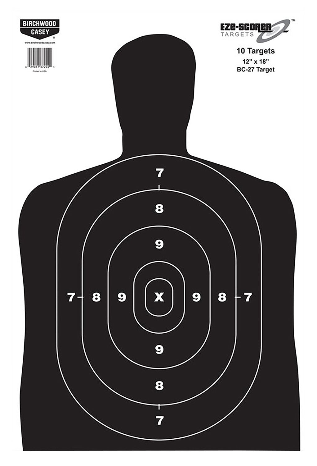 Birchwood Casey EZE-Scorer BC-27 Black White Silhouette Paper Range Targets 100 Pack