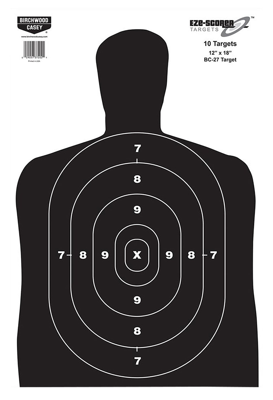 Birchwood Casey EZE-Scorer BC-27 Black White Silhouette Paper Range Targets 100 Pack