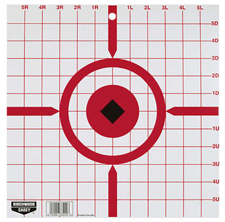 Birchwood Casey Rigid Sight-In Crosshair 12" Tagboard Hanging Range Targets Black/White 10 Pack