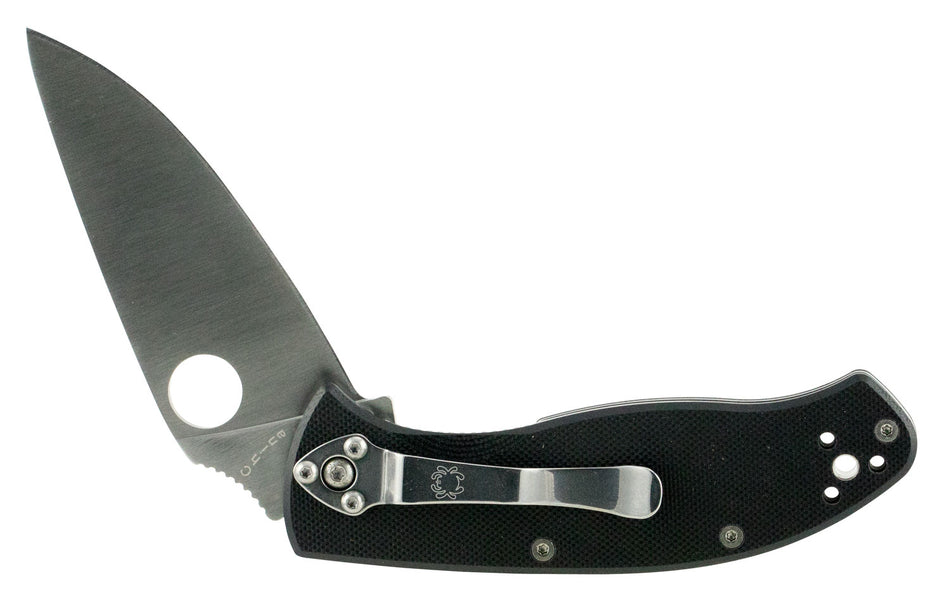 Spyderco Tenacious Folding Pocket Knife C122GP 3.39" Drop Point Plain 8Cr13MoV Blade Black G10 Handle