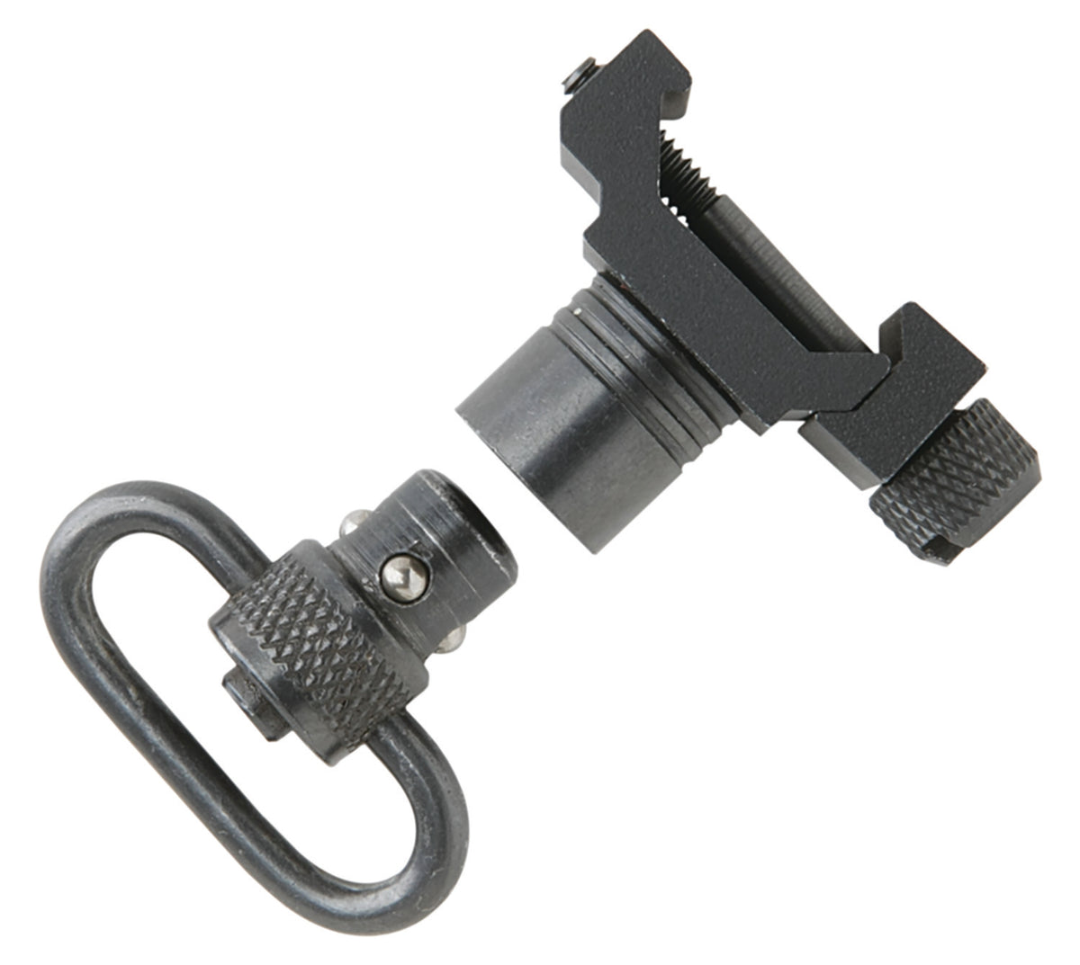 Uncle Mike's Steel Quick Detach Swivel Set Push Button Style 1" Loop Black for Picatinny & Weaver Rails