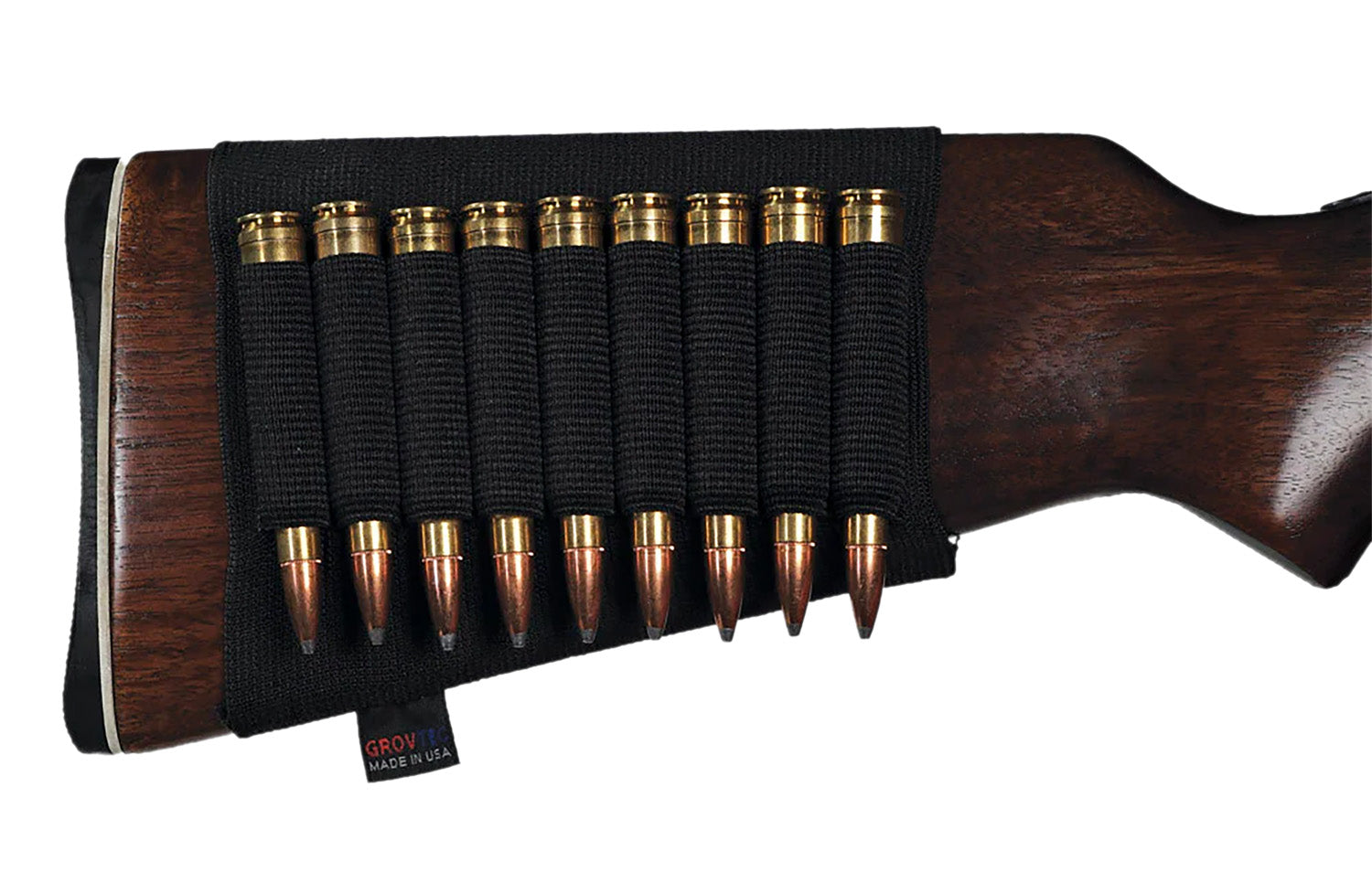 GrovTec US Inc GTAC81 Elastic 9-Round Rifle Buttstock Ammo Holder Slip-On Stock Mount
