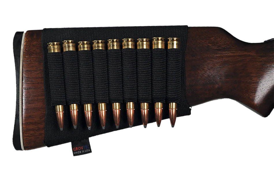 GrovTec US Inc GTAC81 Elastic 9-Round Rifle Buttstock Ammo Holder Slip-On Stock Mount