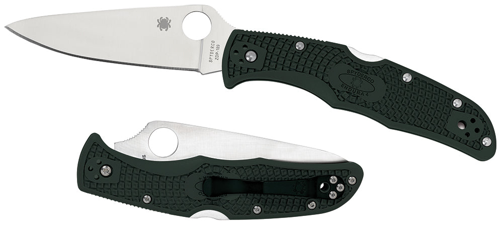 Spyderco Endura 4 Folding Knife C10FPGR 3.75" Plain VG-10 Blade Green FRN Handle with Four-Position Pocket Clip