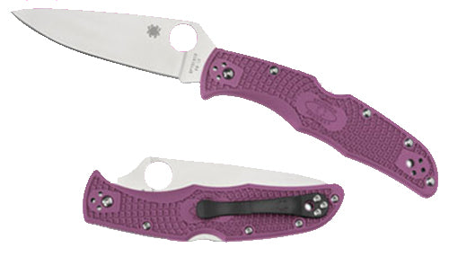 Spyderco Endura 4 Folding Knife C10FPPR 3.75" Plain VG-10 Blade Purple FRN Handle with Four-Position Pocket Clip